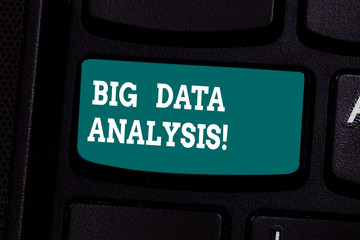 Handwriting text writing Big Data Analysis. Concept meaning complex process of examining large and varied infos sets Keyboard key Intention to create computer message pressing keypad idea