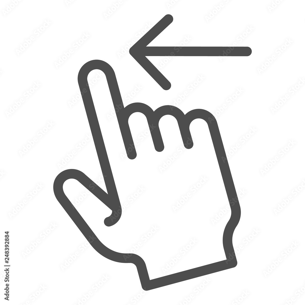 Poster swipe left line icon. flick left vector illustration isolated on white. gesture outline style design