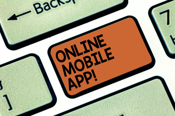 Word writing text Online Mobile App. Business concept for application software designed to run on smartphones Keyboard key Intention to create computer message pressing keypad idea