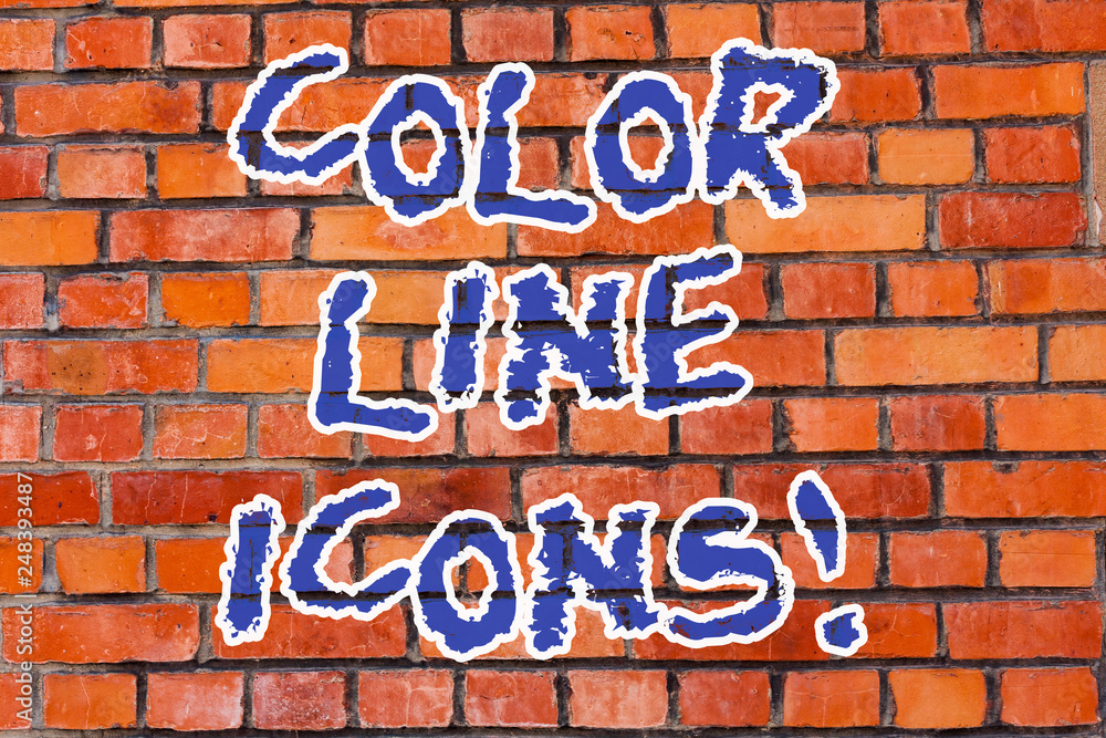 Poster word writing text color line icons. business concept for colored figures help us to go faster in way