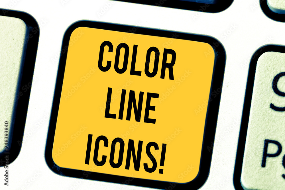Fototapete text sign showing color line icons. conceptual photo colored figures help us to go faster in way or 