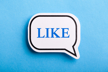 Like Text Speech Bubble Isolated On Blue
