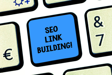 Handwriting text writing Seo Link Building. Concept meaning getting other websites to link back...