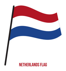 Netherlands Flag Waving Vector Illustration on White Background. Netherlands National Flag.