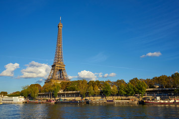 Fototapeta na wymiar Eiffel Tower Taken From A Boat At Seine River