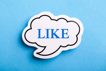 Like Text Speech Bubble Isolated On Blue