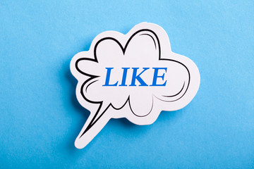 Like Text Speech Bubble Isolated On Blue