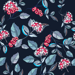 Beautiful floral vector pattern with flowers in watercolor style