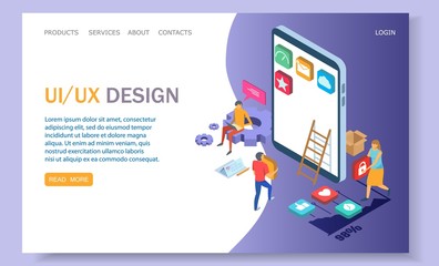 UI and UX design vector website landing page design template