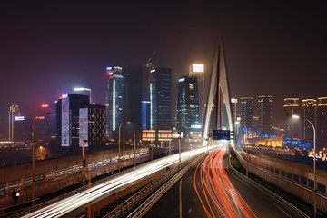 Fototapeta na wymiar Chongqing bridge light trail