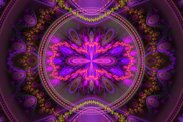 Pink black Geometric fractal shape can illustrate daydreaming imagination psychedelic space dreams magic nuclear explosion frequency patterns radiation concepts.