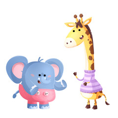Obraz na płótnie Canvas elefante y jirafa para bebes