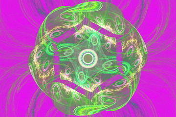 Pink black Geometric fractal shape can illustrate daydreaming imagination psychedelic space dreams magic nuclear explosion frequency patterns radiation concepts.