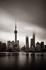 Fototapeta premium Shanghai city skyline view with overcast sky