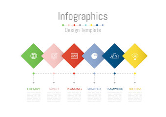Infographic design elements for your business data with 6 options, parts, steps, timelines or processes. Vector Illustration.