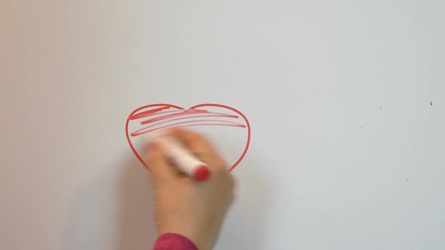 Red marker graphic Declaration of love. White background. Valentine's day. Romantic feeling. 14 Feb. Female hand. 4K video