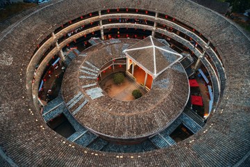Fujian Tulou aerial closeup view
