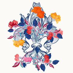 Vector royal lily design with flowers © Mary fleur