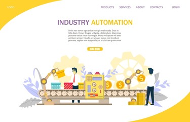 Fototapeta premium Industry automation vector website landing page design template