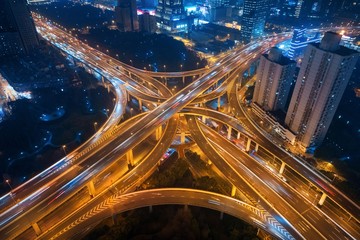 Fototapeta na wymiar Shanghai Yanan Road overpass bridge night
