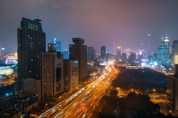 Fototapeta na wymiar Shanghai aerial night view