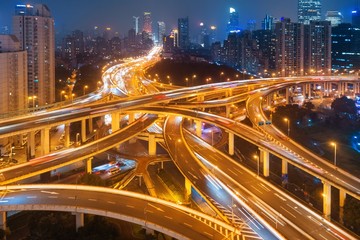 Fototapeta na wymiar Shanghai Yanan Road overpass bridge night