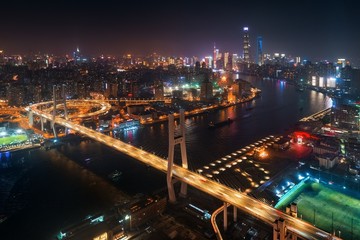Fototapeta na wymiar Shanghai Nanpu Bridge over Huangpu River