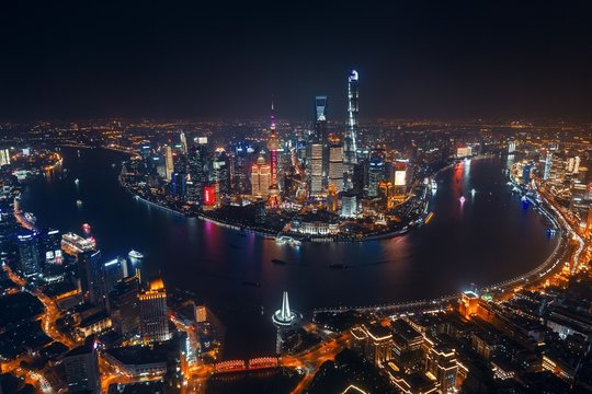 Shanghai Pudong Aerial Night View