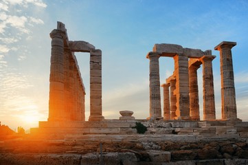 Temple of Poseidon sunset