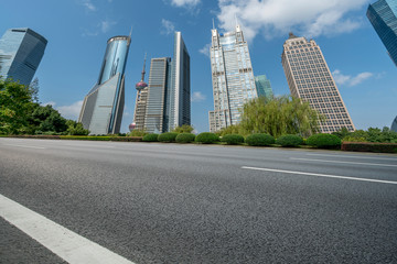 Highway Road and Skyline of Modern Urban Buildings in Shanghai..