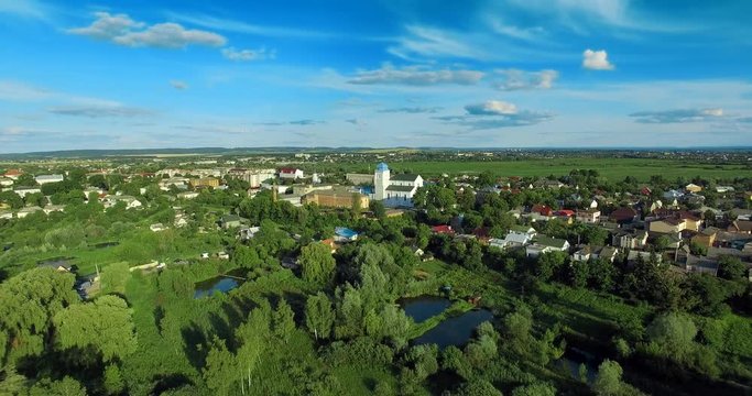 Dubno city. Ukraine, Rivne region, Aerial drone view