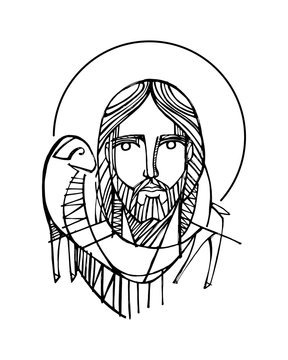 Jesus Christ Good Shepherd illustration