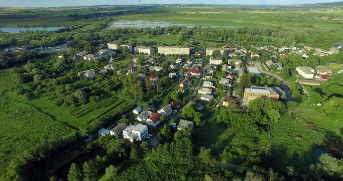 Dubno city. Ukraine, Rivne region, Aerial drone view