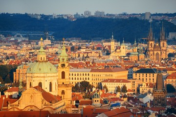 Prague skyline rooftop view