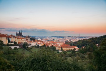 Obraz na płótnie Canvas Prague skyline rooftop view