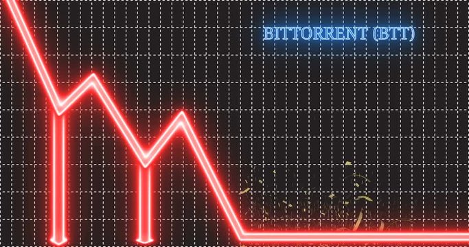 BitTottent (BTT) cryptocurrency coin jumps down the arrow of trend and shatters