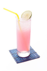 Pink syrup with lime and soda