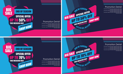 Sale Banner Template Design, Poster, This Weekend Special Offer Sale, Discounts, up to 50% and 70% off. Vector Illustration. Store Label. Communication Poster - Vector