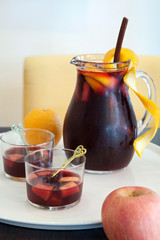Sangria serve on white tray