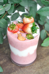 strawberry smoothie or strawberry yogurt with fruit
