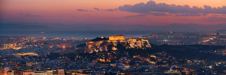 Aluminium Prints Athens Athens skyline from Mt Lykavitos panorama