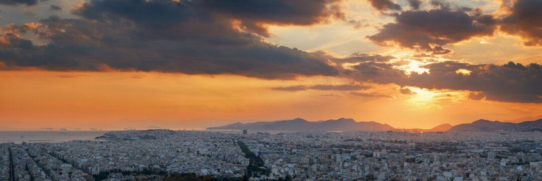 Athens skyline from Mt Lykavitos panorama