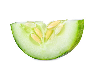 Slice cucumber isolated on white clipping path
