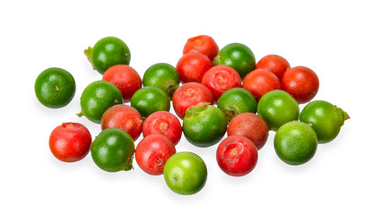 Fresh peppercorn isolated on white clipping path