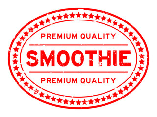 Grunge red premium quality smoothie oval rubber seal stamp on white background