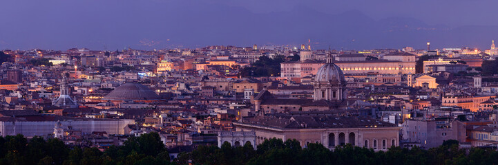 Rome skyline night view