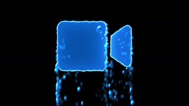 Liquid symbol video appears with water droplets. Then dissolves with drops of water. Alpha channel black