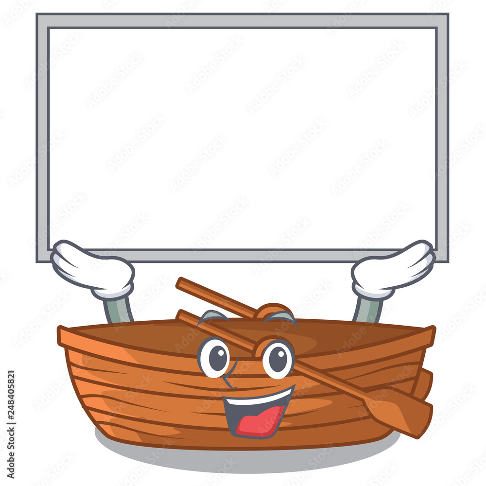 Wall mural Up board wooden boat in the cartoon shape