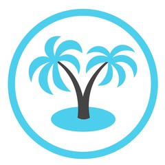 Palm trees vector icon in a round frame on a white background