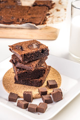 chocolate cake with whipped cream and chocolate brownie